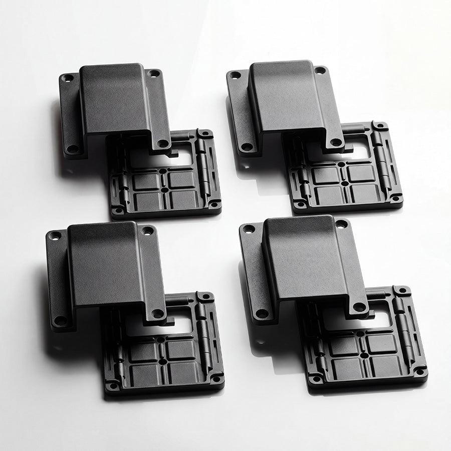 Four black nylon 50A Anderson plug mount covers and bases