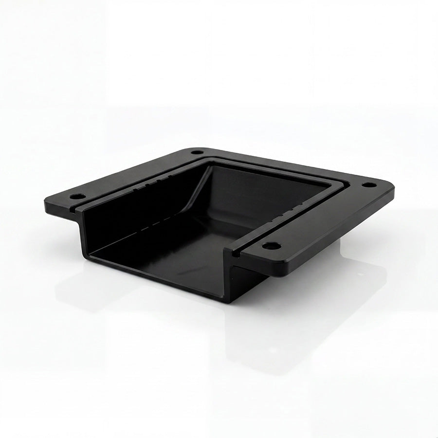 Black billet Anderson cover showing drainage channel