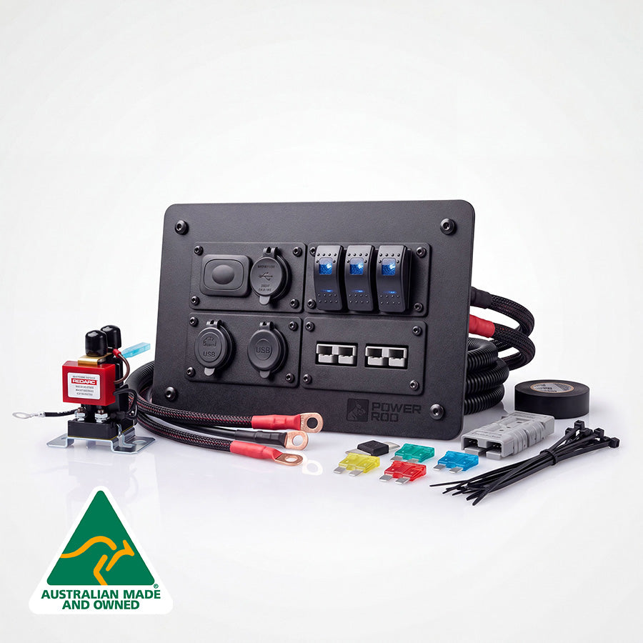 Ford Ranger roller shutter power panel with 7m harness, REDARC smart isolator and Anderson lead