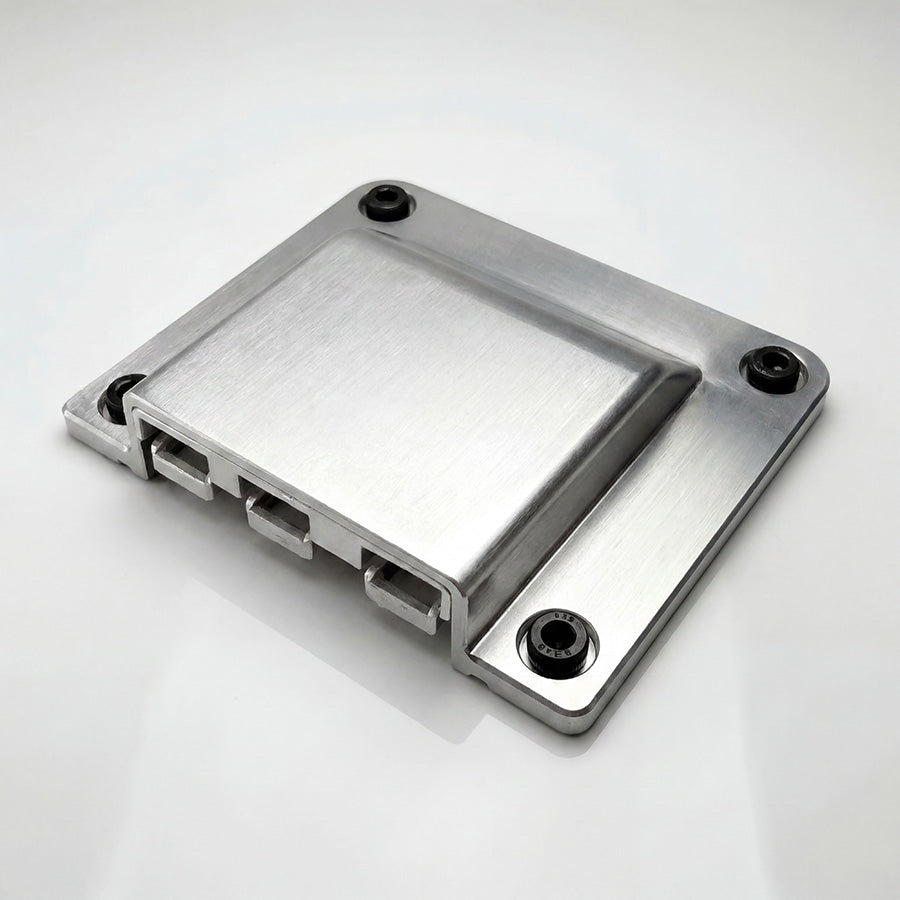 Silver anodised billet aluminium 3-way 50A Anderson connector cover