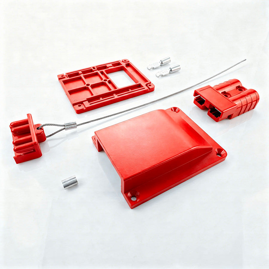 Red slimline nylon 50A Anderson plug solar mount housing