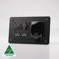 Ford Ranger pre-wired power panel kit with a roller shutter switch outlet, USB-C outlet, dual Anderson 50amp connectors, 230volt weatherproof mains inverter socket