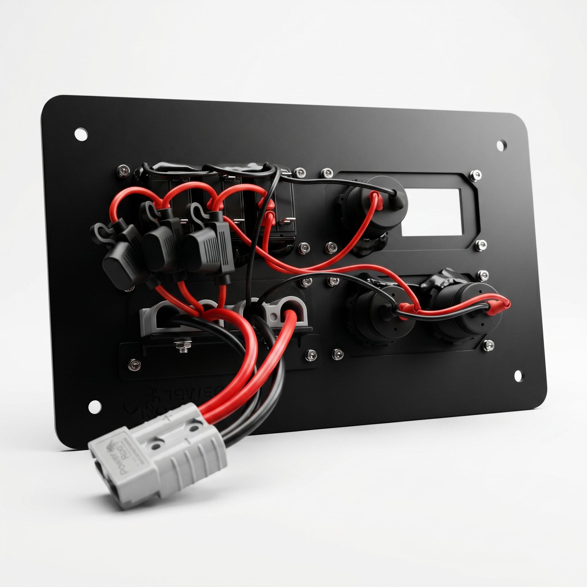 Electrical Ford Ranger panel with red and black wires on a white background
