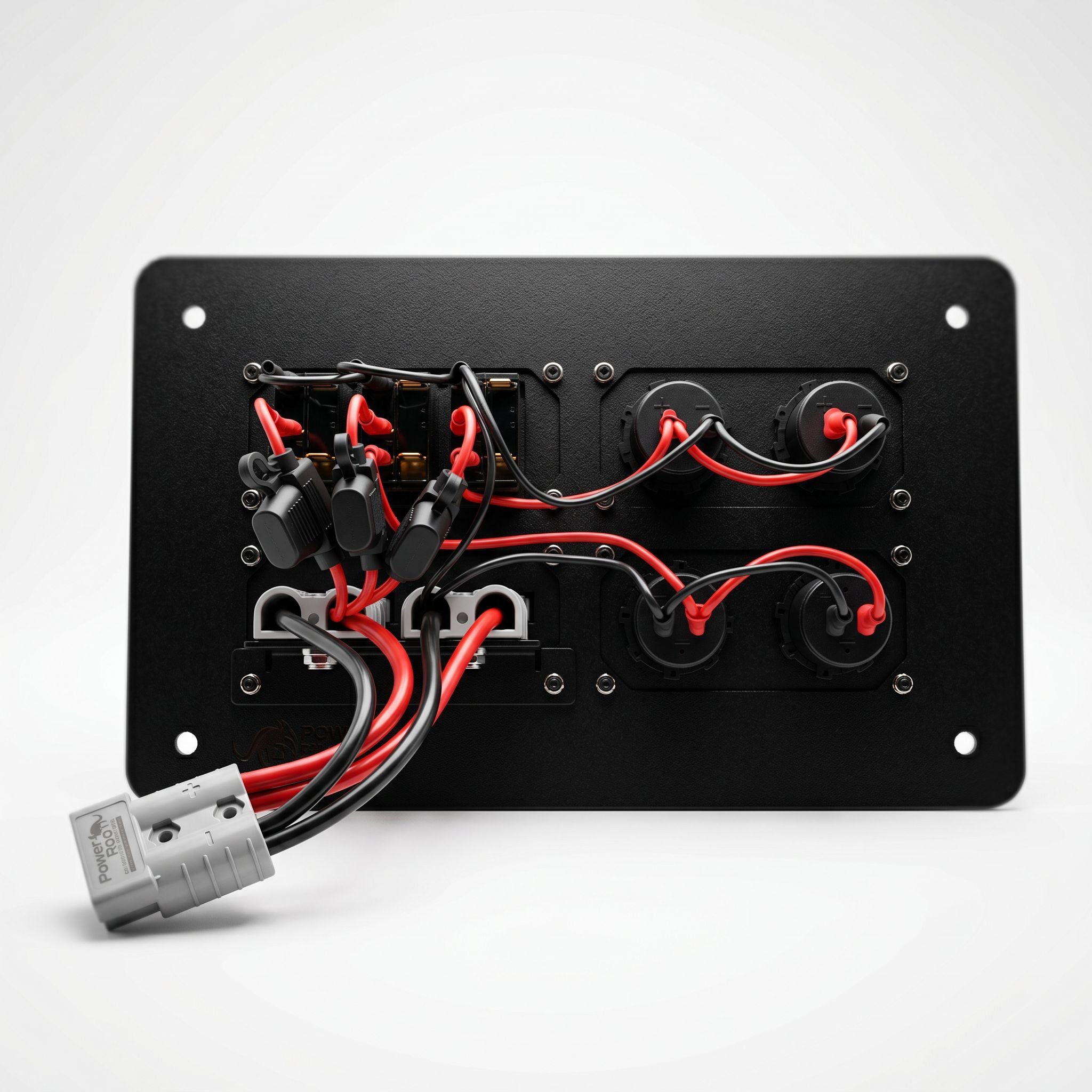 Electrical Ford Ranger panel with red and black wires on a white background